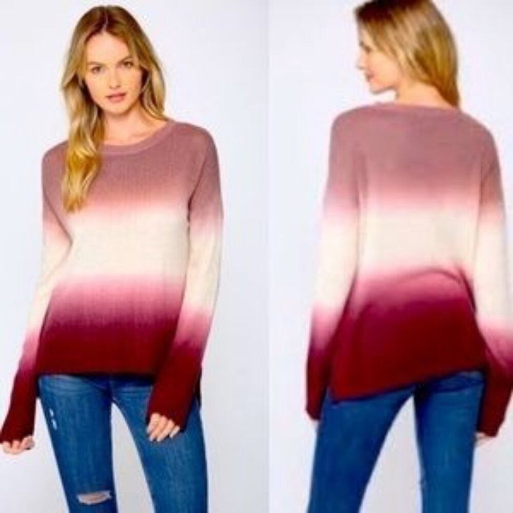 NWT FATE Cora Cashmere and Wool Ombre Sweater M Pullover Color Block Tie Dye NEW